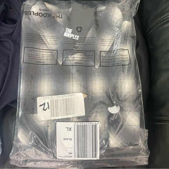 $315 Men’s The Kooples Black plaid Shirt NWT XL - Picture 7 of 8